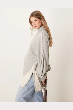 Free People Jersey gris jaspeado muy holgado de