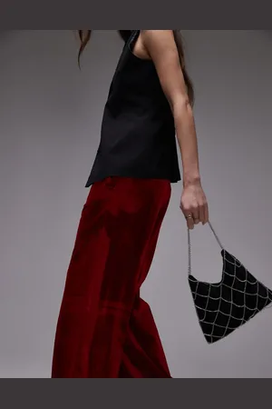 MANGO Bolso de terciopelo con diseño de cadena cruzada de