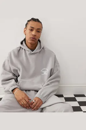 COLLUSION Sudadera extragrande con capucha, estampado y puños y bajo elásticos de
