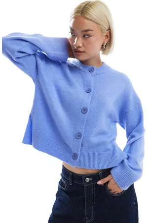 ASOS Cárdigan pastel de corte cuadrado con cuello redondo y abertura lateral de