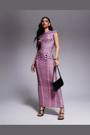 AFRM Vestido largo rosa de corte recto con estampado de cebra y rosas Cody de -Multicolor