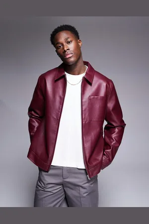 ASOS Chaqueta de estilo entrenador extragrande de cuero sintético de -Rojo