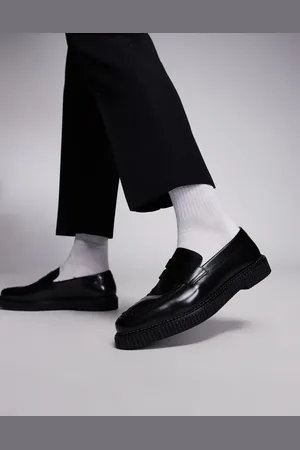 ASOS Mocasines negros con suela estilo creeper de cuero de