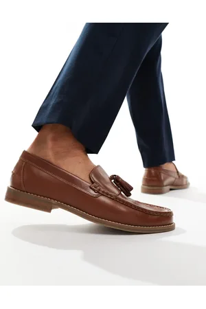ASOS Mocasines de cuero tostado con borlas y suela natural de