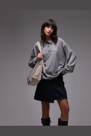 Topshop Top con cuello tipo polo de canalé premium de