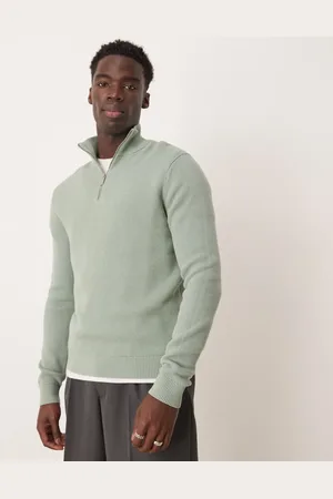 SELECTED Jersey verde claro con media cremallera de