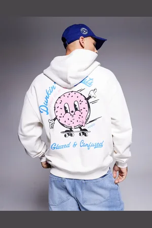 Hugo Blue Sudadera blanco hueso con capucha y estampado de dónut Namiko de