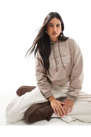 New Era Sudadera corta con logo bordado "New York" de -Beis neutro