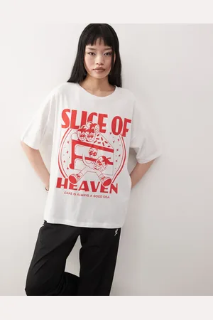 Noisy May Camiseta blanca extragrande con estampado de tarta de
