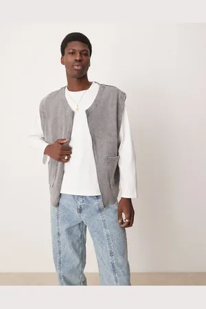 ASOS Chaleco negro lavado ligero de corte cuadrado extragrande con textura acanalada de