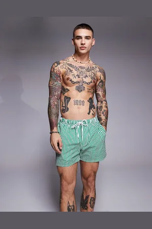 ASOS Shorts de baño cortos verdes a rayas de sirsaca de