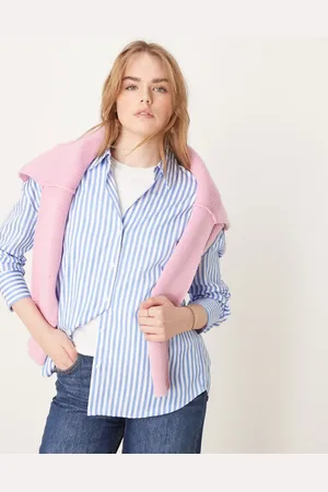 JDY Camisa a rayas azules suelta de