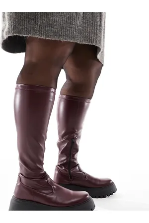 ASOS Botas por la rodilla estilo calcetín con suela gruesa Canyon de Curve-Rojo