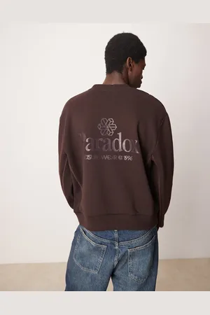 ASOS Sudadera de corte cuadrado extragrande con paneles en las axilas y estampado en el pecho de -Rojo