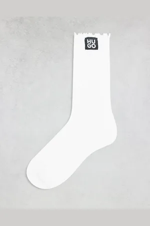 HUGO BOSS Calcetines blancos con borde ondulado y logo apilado de HUGO Bodywear