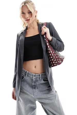 VERO MODA Americana de sastre gris de corte slim de