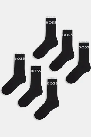 HUGO BOSS Pack de 6 pares de calcetines deportivos negros con raya y logo de