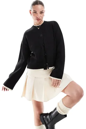Miss Selfridge Minifalda color crema de tablas de bengalina de -Blanco