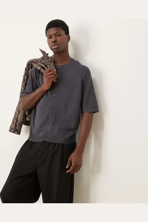ASOS Camiseta abotonada de corte cuadrado holgado con cuello redondo de punto de
