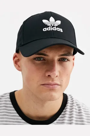 adidas Gorra de béisbol negra con logo de trébol adicolor de