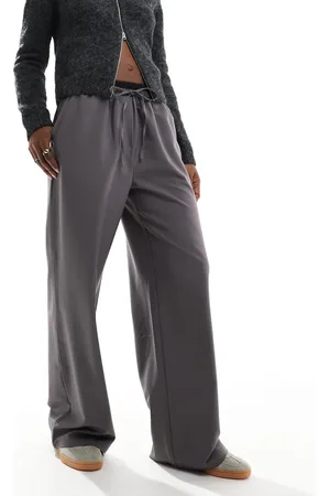 ASOS Pantalones de sastre de pernera ancha con cinturilla en contraste de