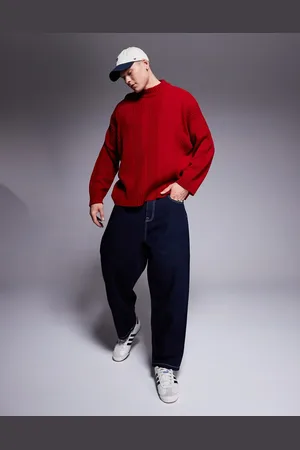 ASOS Jersey de corte cuadrado ultragrande con cuello redondo y detalles acanalados de punto de