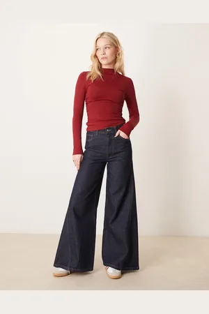 ASOS Vaqueros añil de pernera muy ancha con costura retorcida de