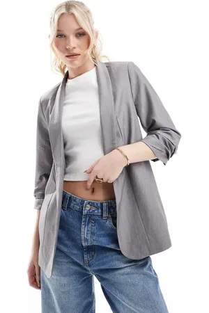 Pieces® Americana melange con mangas fruncidas de