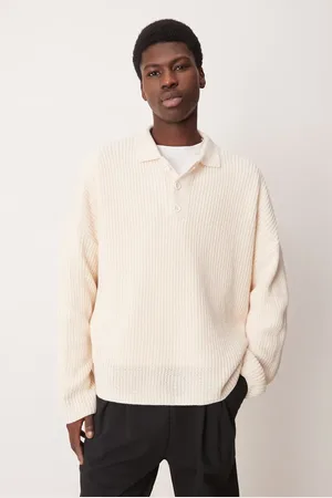 ASOS Polo color de corte cuadrado ultragrande de canalé de -Neutro