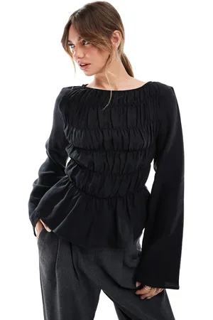 ASOS Blusa negra fruncida de modal de