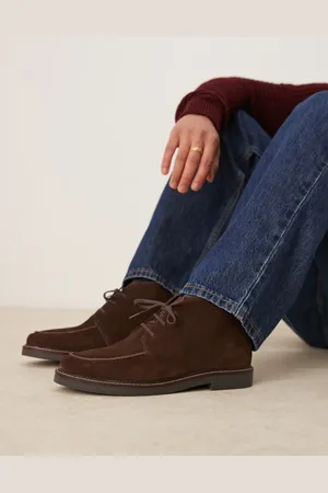 ASOS Botas safari marrones con bandeleta y cordones de ante de