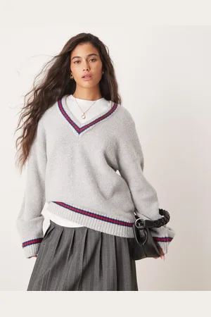 Neon Rose Jersey de estilo colegial con ribetes en contraste de