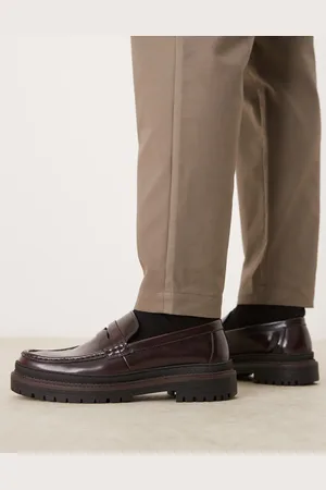 ASOS Mocasines con suela gruesa de cuero de -Rojo