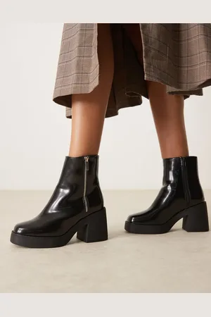 New Look Botines negros de tacón medio y suela gruesa de