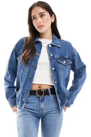 VERO MODA Chaqueta vaquera azul medio extragrande de