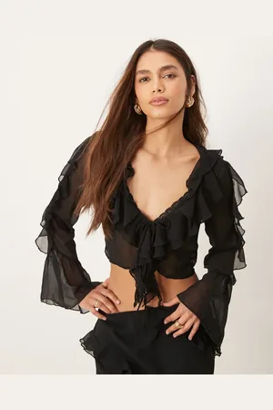 New Look Top corto elegante con volantes de
