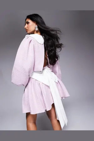 ASOS Minifalda lila con lazo en la espalda de punto de bouclé de (parte de un conjunto)