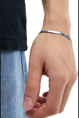 ASOS Pulsera plateada con diseño de serpiente de acero inoxidable resistente al agua de