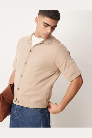 ASOS Polo color abotonado holgado de punto ligero de algodón de -Neutro