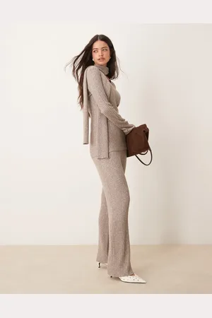 Pretty Lavish Pantalones grises de canalé de (parte de un conjunto)