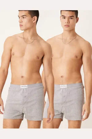 ASOS Pack de 2 calzoncillos bóxer gris jaspeado de punto liso con parche de tejido liso de