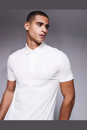 HUGO BOSS Polo blanco de corte slim con ribetes y logo de piqué Passertip de