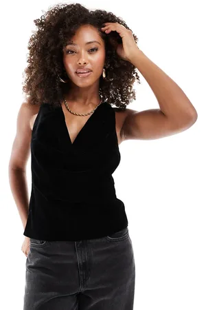 ASOS Top con cuello desbocado y lazada en la espalda de terciopelo de