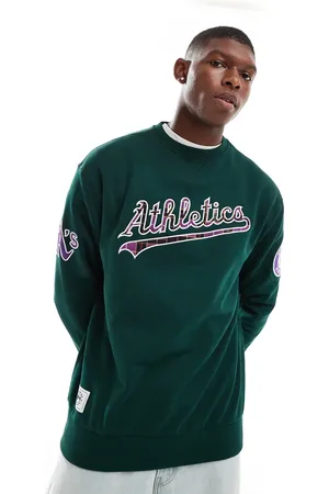 New Era Sudadera oscuro con logo de los Oakland Athletics con fondo de cuadros escoceses de
