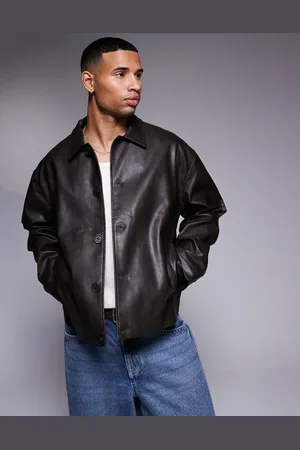 ASOS Chaqueta Harrington de cuero sintético con lavado de