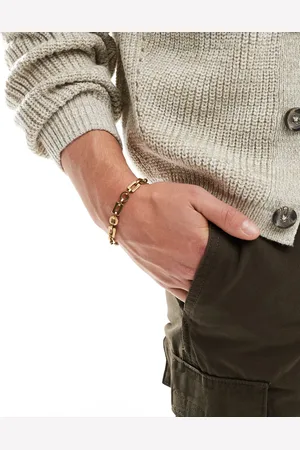 ASOS Pulsera dorada estilo cadena de eslabones ovalados de acero inoxidable resistente al agua de
