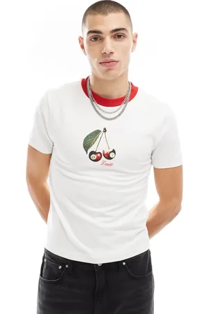 ASOS Camiseta blanca ajustada con estampado deportivo en el pecho y ribetes de