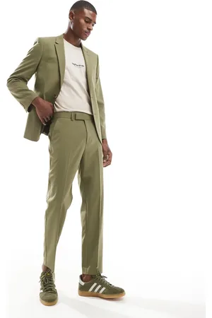 ASOS Pantalones de traje verde oscuro de corte tapered de