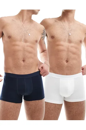 ASOS Pack de 2 calzoncillos de color azul marino y blancos de