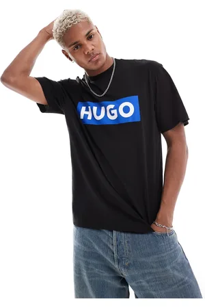 Hugo Blue Camiseta negra holgada con logo de